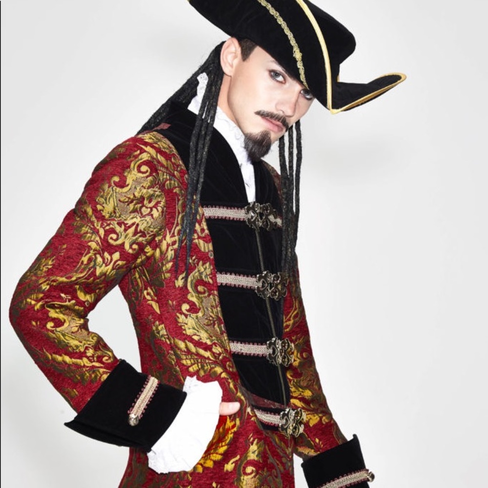 Men’s Victorian Coat Long Red Jacket Pirate